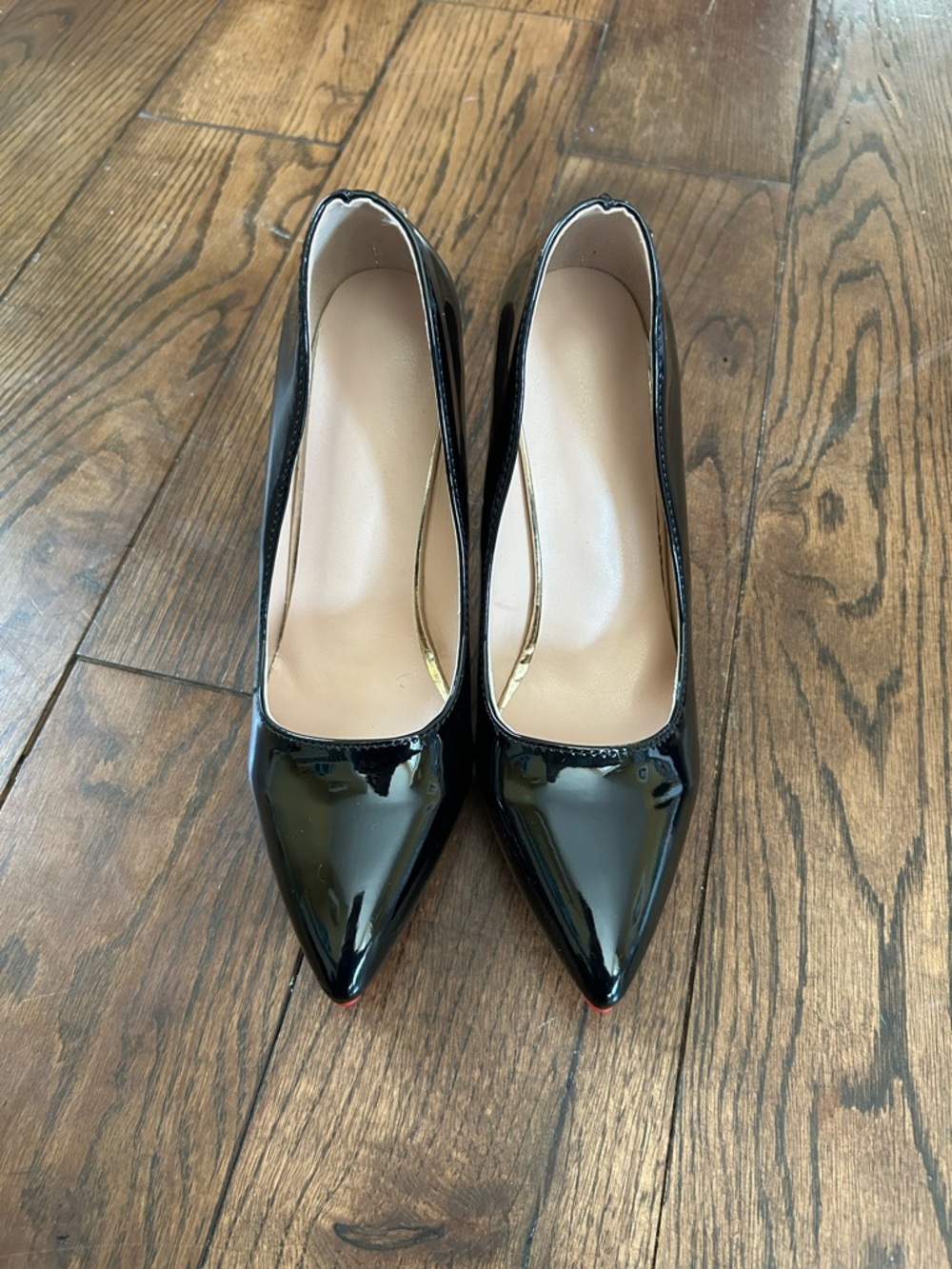 SHEIN Black Patent Pointed-Toe High Heels